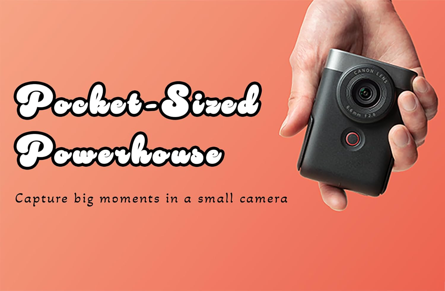 Canon Powershot V10 Camera, Content Creator Compact Vlogging Camera, Fixed 19Mm Wide-Angle Lens, 4K Video, Face Detection, Built-In Microphone, Live Streaming, Built-In Stand, Black