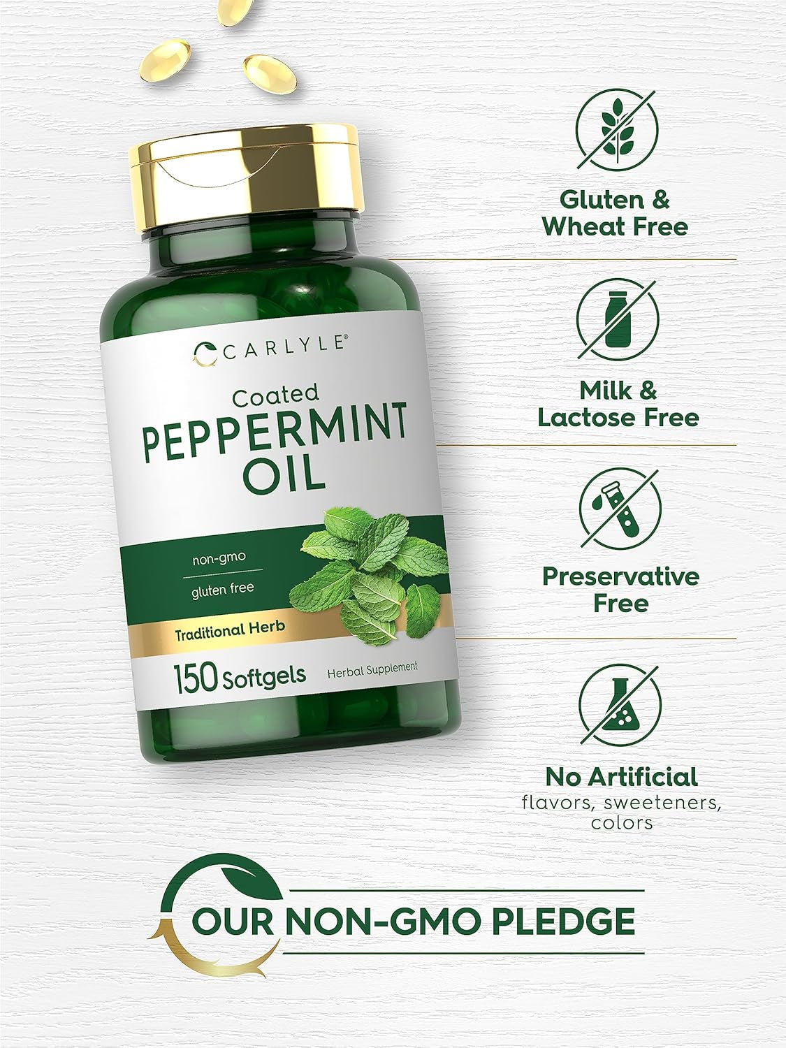 Carlyle Peppermint Oil Capsules | 150 Softgels | with Rosemary and Thyme