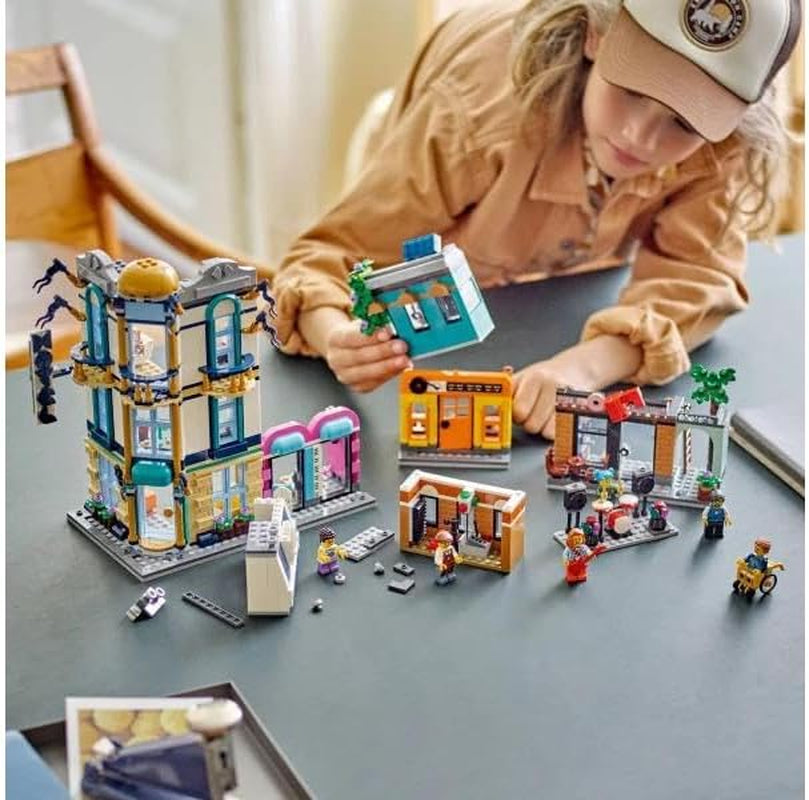 LEGO Creator Main Street 31141 Building Toy Set, 3 in 1 Features a Toy City Art Deco Building, Market Street Hotel, Café Music Store and 6 Minifigures, Endless Play Possibilities for Boys and Girls