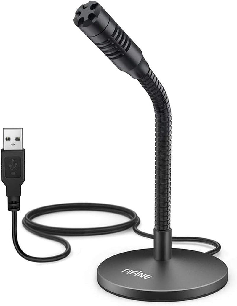 FIFINE Mini Gooseneck USB Microphone for Dictation and Recording,Desktop Microphone for Computer Laptop Pc.Plug and Play Great for Skype,Youtube,Gaming, Streaming,Voiceover,Discord and Tutorials-K050