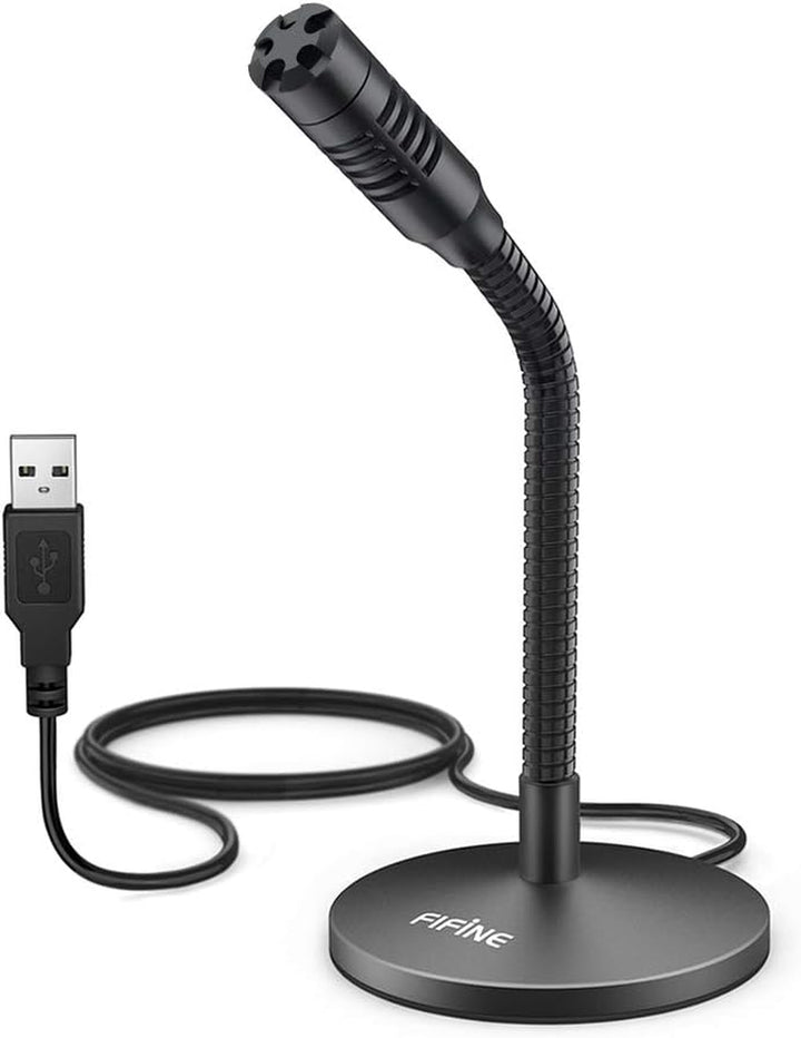 FIFINE Mini Gooseneck USB Microphone for Dictation and Recording,Desktop Microphone for Computer Laptop Pc.Plug and Play Great for Skype,Youtube,Gaming, Streaming,Voiceover,Discord and Tutorials-K050