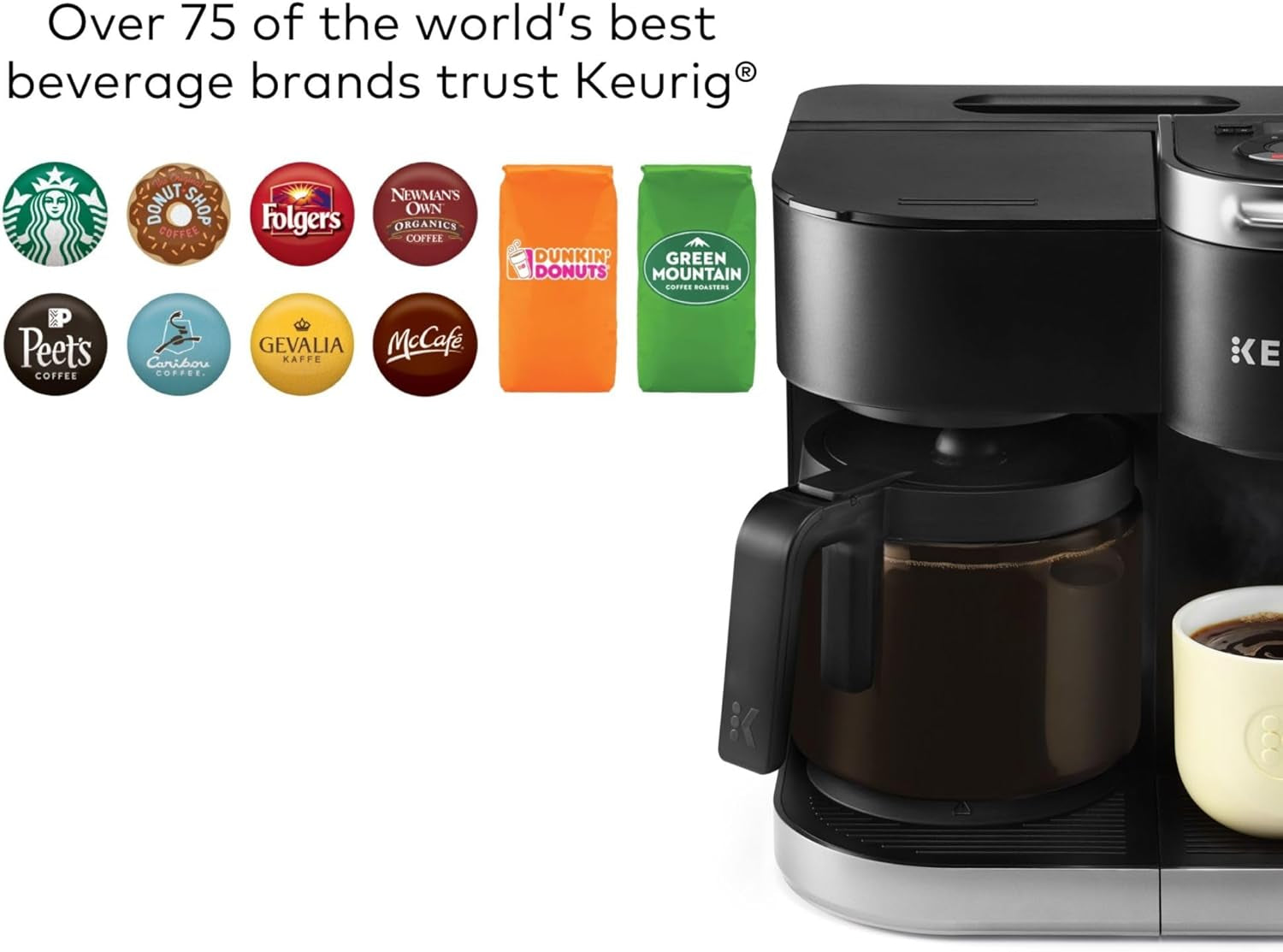 Keurig K-Duo Single Serve K-Cup Pod & Carafe Coffee Maker, with Multiple Brew Sizes, 60Oz Removable Reservoir, Programmable Auto Brew Carafe, (Gen 1), Black