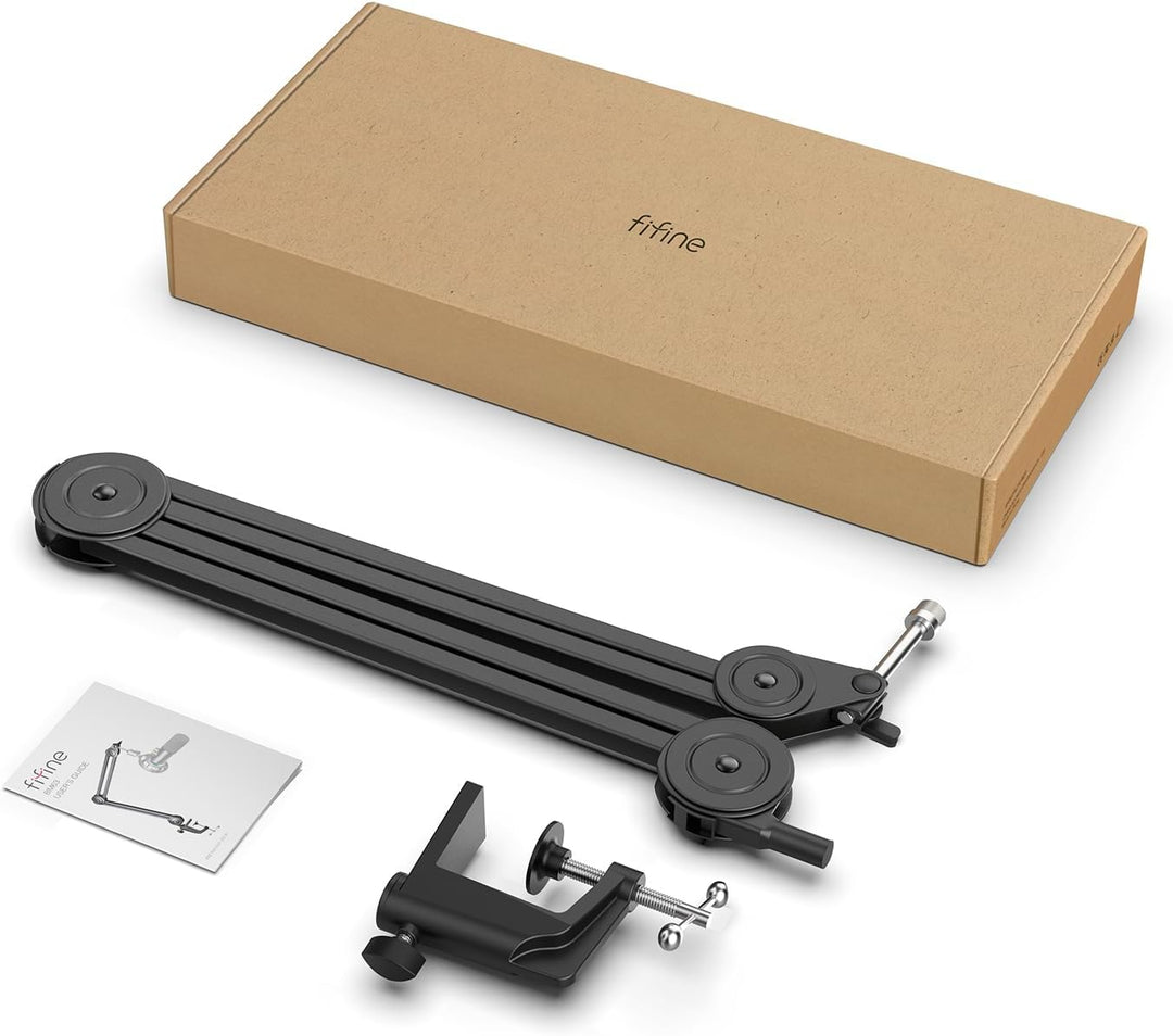 FIFINE USB/USB-C Desktop Mic and Arm Stand, PC Microphone with Pop Filter for Computer and Mac, Studio Condenser Mic with Mute Button Headphone Jack for Gaming Streaming Recording Youtube (K683A+BM63)