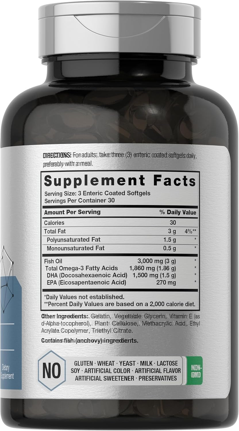 Horbaach DHA Supplement 1500Mg | 90 Softgels | EPA, Omega 3, DHA | Non-Gmo, Gluten Free