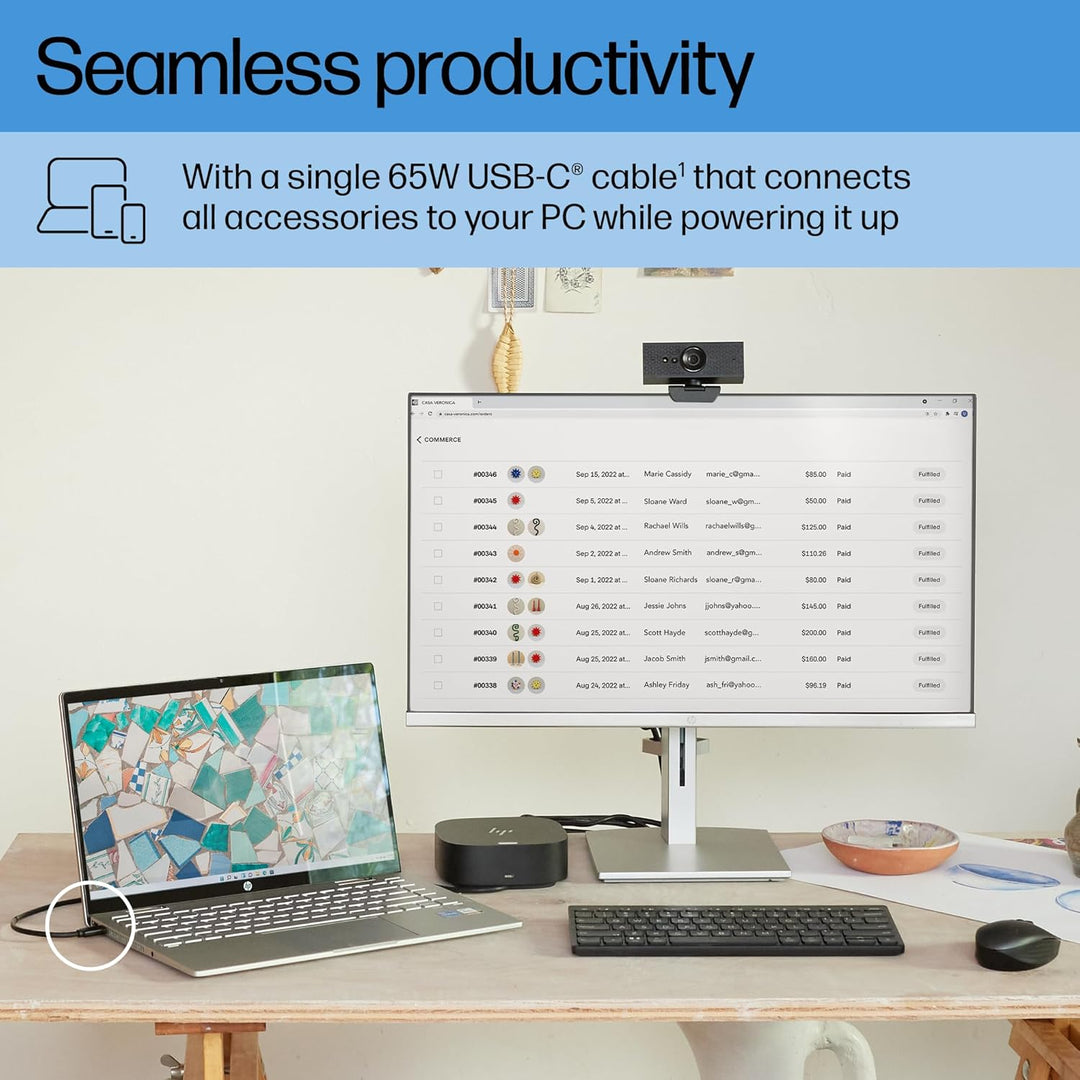 HP USB-C Dock G5-11-In-1 Adapter for Both USB-C and Thunderbolt-Enabled Laptops, Pcs, & Notebooks - Single Cable for Charging, Networking, or Data Transfers - Great for Secure & Remote Management