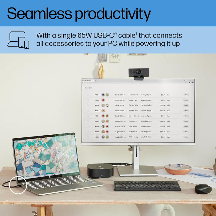 HP USB-C Dock G5-11-In-1 Adapter for Both USB-C and Thunderbolt-Enabled Laptops, Pcs, & Notebooks - Single Cable for Charging, Networking, or Data Transfers - Great for Secure & Remote Management