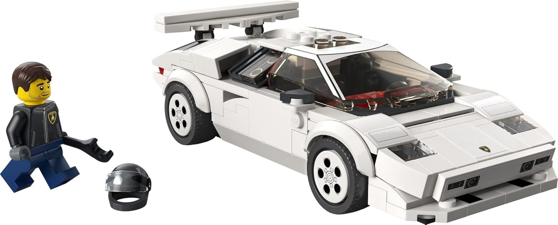 Lego Speed Champions Lamborghini Countach 76908, Race Car Toy Model Replica, Collectible Building Set with Racing Driver Minifigure