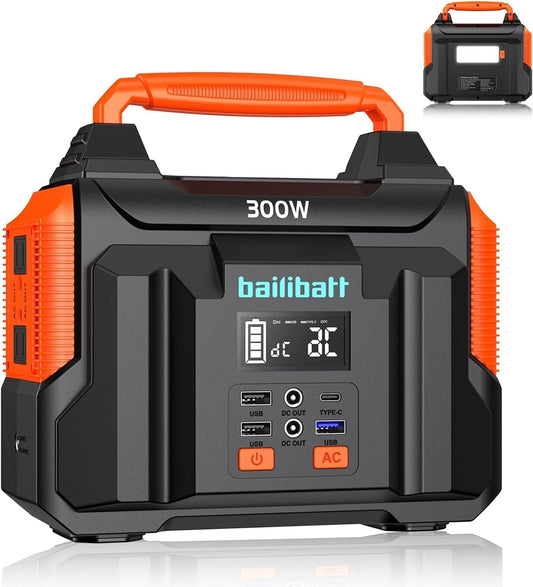 Portable Power Station 300W 257Wh Lithium Battery Bailibatt Small Portable Generator for Home Use Camping Travel Emergency Hunting Outdoor, Large Power Bank with AC Outlet for Laptop