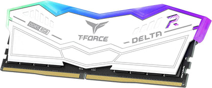 TEAMGROUP T-Force Delta RGB DDR5 Ram 32GB (2X16Gb) 6000Mhz PC5-48000 CL30 Intel XMP 3.0 & AMD Expo Compatible Desktop Memory Module Ram White FF4D532G6000HC30DC01