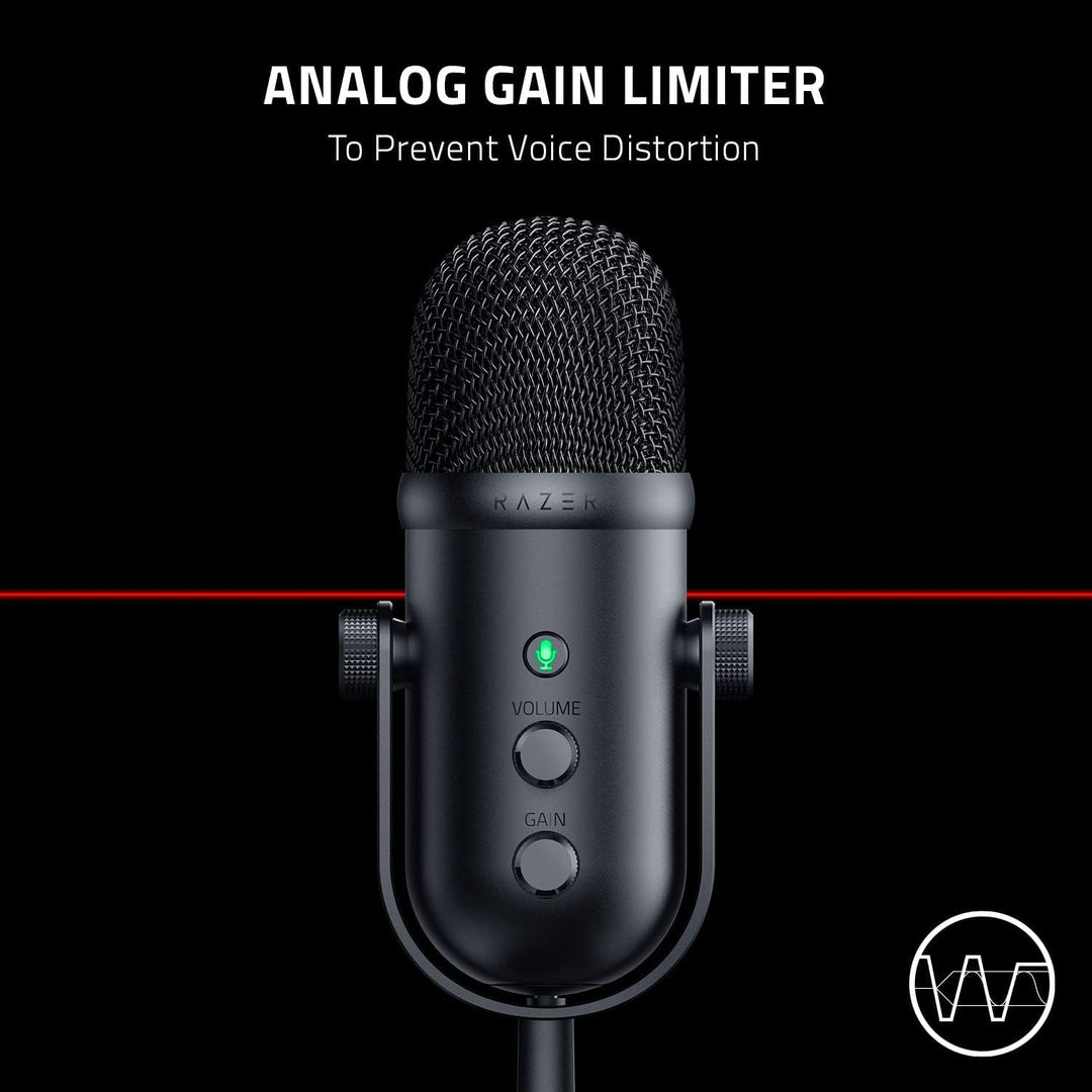 Razer Seiren V2 Pro USB Microphone for Streaming, Gaming, Recording, Podcasting on PC, Twitch, Youtube: High Pass Filter - Mic Monitoring and Gain Control - Built-In Shock Absorber and Mic Windsock