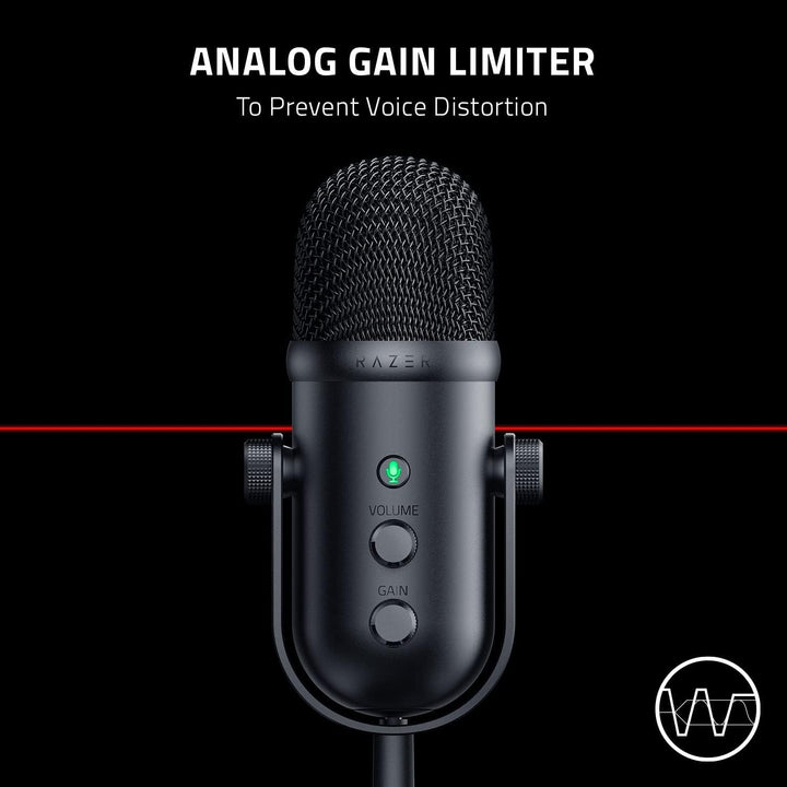 Razer Seiren V2 Pro USB Microphone for Streaming, Gaming, Recording, Podcasting on PC, Twitch, Youtube: High Pass Filter - Mic Monitoring and Gain Control - Built-In Shock Absorber and Mic Windsock