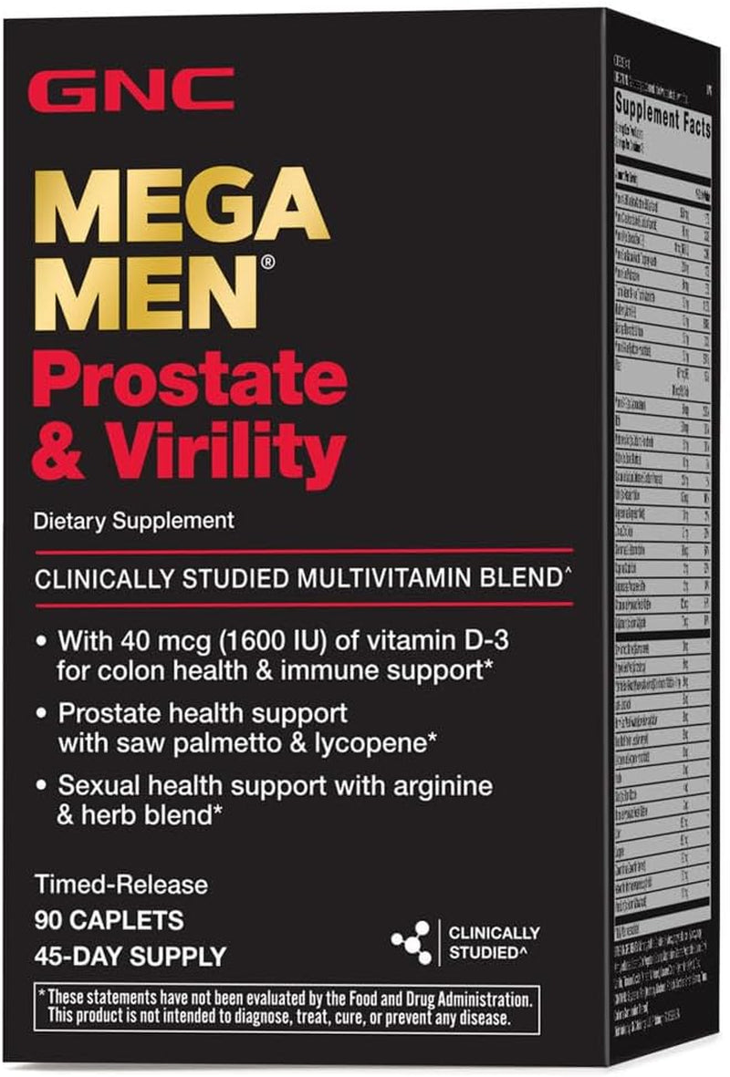 GNC Mega Men Prostate and Virility | Supports Optimal Sexual Health and Prostate Health | 90 Caplets