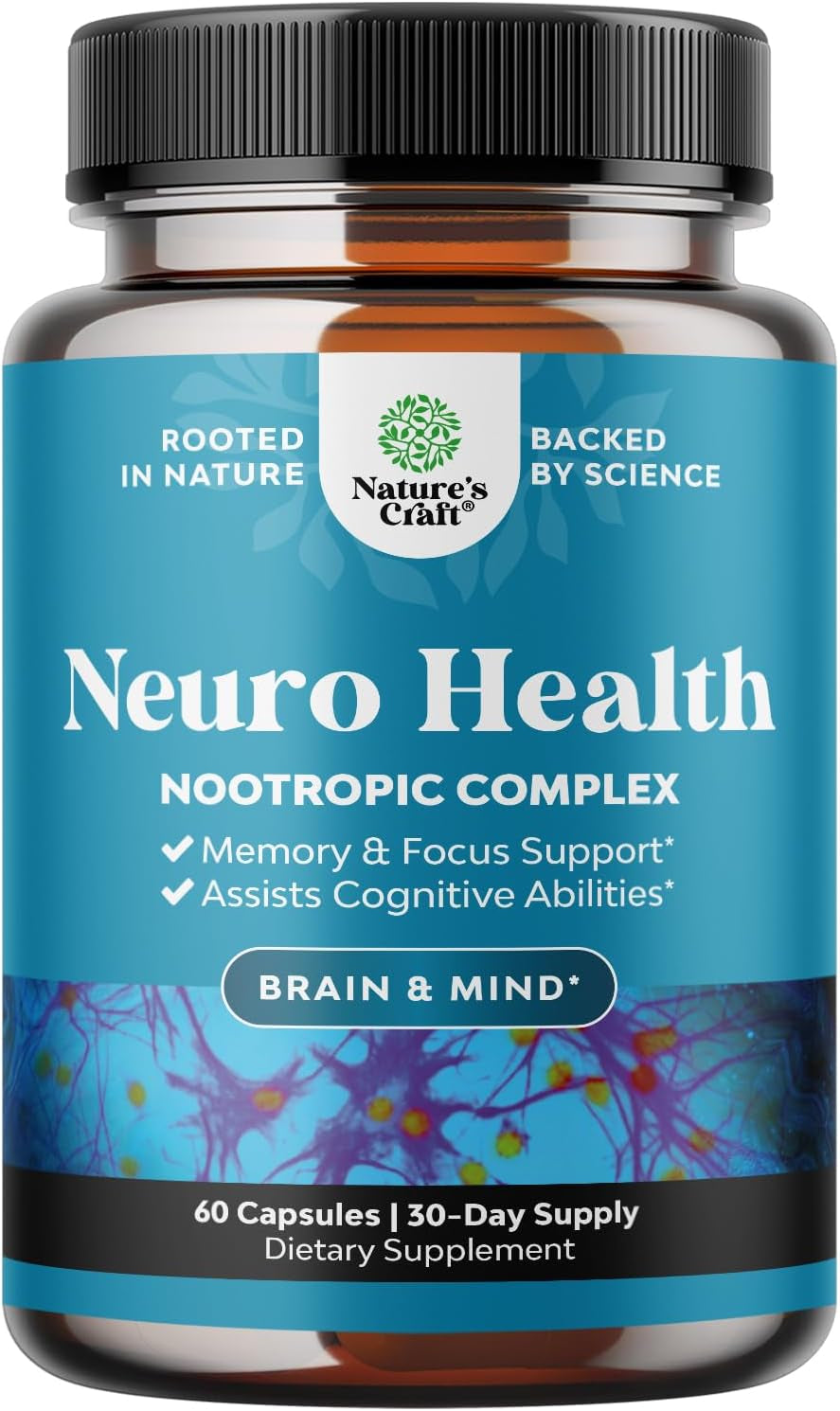 Nootropics Brain Support Supplement - Mental Focus Nootropic Memory Supplement for Brain Health & and Performance Blend, with Energy and Vitamins DMAE Bacopa and Phosphatidylserine Capsule