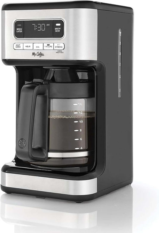 Mr. Coffee 14 Cup Programmable Coffee Maker, Stainless Steel