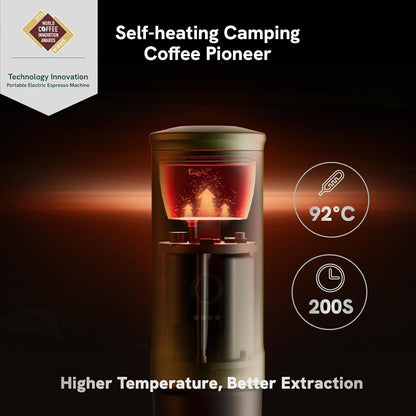 Outin Nano Portable Electric Espresso Machine, Travel Coffee Maker for Camping, Car Coffee Maker Self-Heating with USB-C, with Ground Coffee & NS Capsule for RV, Hiking, Office