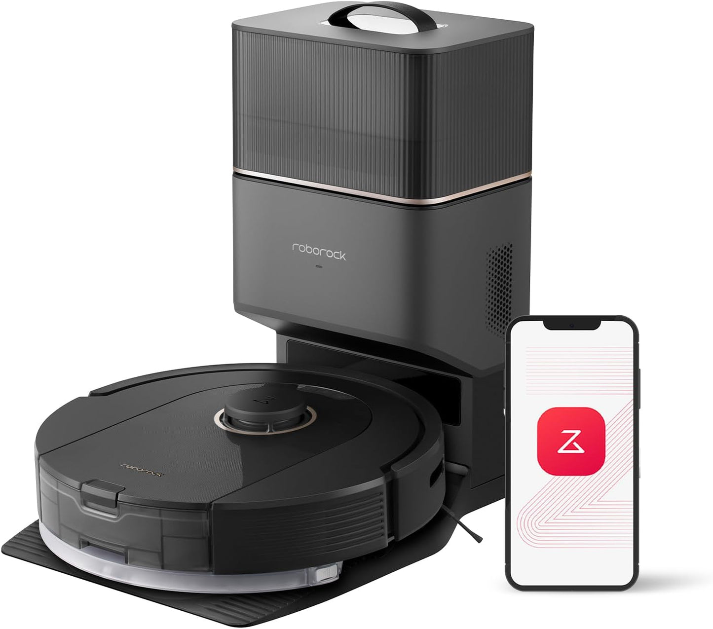 Roborock Q5 Pro+ Robot Vacuum and Mop, Self-Emptying, 5500 Pa Max Suction, Duoroller Brush, Hands-Free Cleaning for up to 7 Weeks, Precise Navigation, Perfect for Hard Floors, Carpets, and Pet Hair