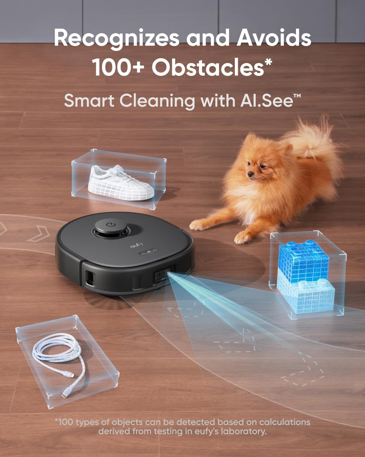 Eufy X10 Pro Omni Robot Vacuum and Mop with 8,000 Pa Suction, Dual Mops with 12 Mm Auto-Lift and Carpet Detection, AI Obstacle Avoidance, Auto Mop Washing, Auto Drying, Self-Emptying, Self-Refilling