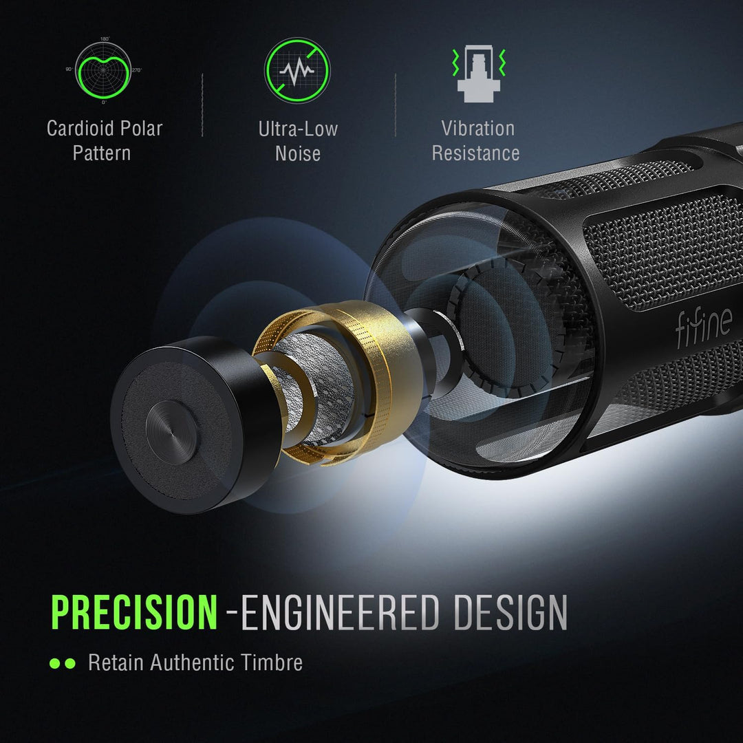 FIFINE XLR Dynamic Microphone, Studio Vocal Mic for Recording, All Metal XLR Podcast Microphone with Mid-Boost, Low-Cut Filter for Voice-Over, Compatible with Mixer/Audio Interface-Amplitank TANK1