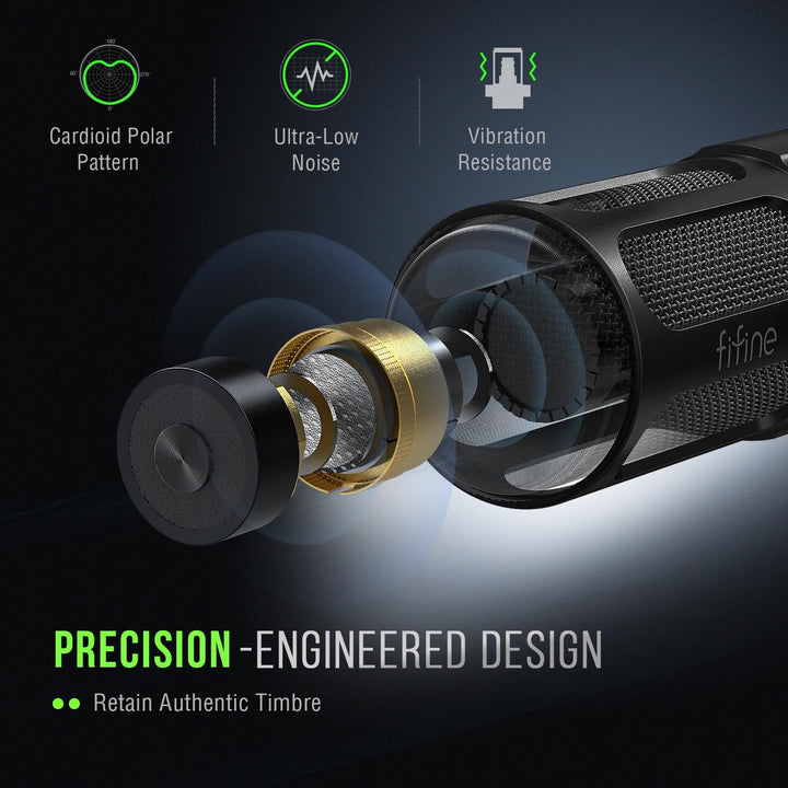 FIFINE XLR Dynamic Microphone, Studio Vocal Mic for Recording, All Metal XLR Podcast Microphone with Mid-Boost, Low-Cut Filter for Voice-Over, Compatible with Mixer/Audio Interface-Amplitank TANK1