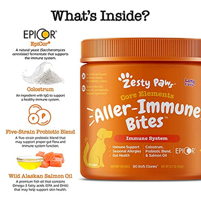 Zesty Paws Allergy & Immune Bites – Suplemento Canino 90 masticables
