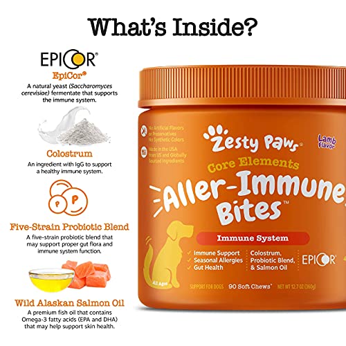 Zesty Paws Allergy & Immune Bites – Suplemento Canino 90 masticables