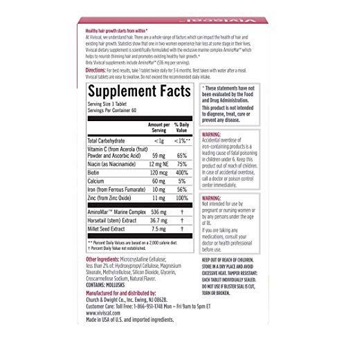 Viviscal Hair Growth Women 60 tabletas — fórmula colágeno marino