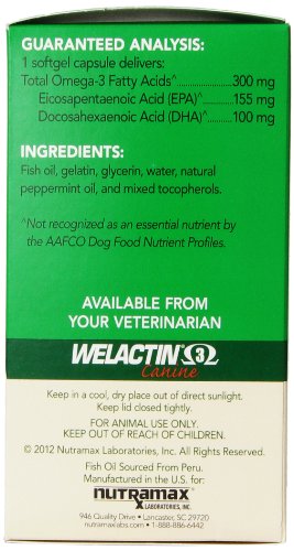 Nutramax Welactin 3 Canine 120 Capsulas Omega-3 para piel y pelaje perros