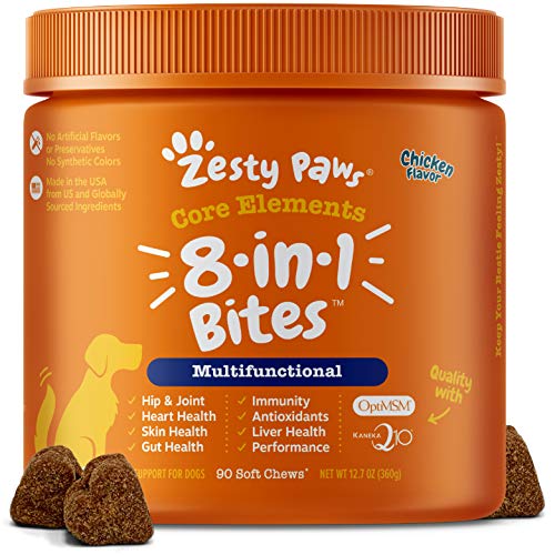 Multivitaminico Zesty Paws 8 en 1 perros sabor pollo 90 uds