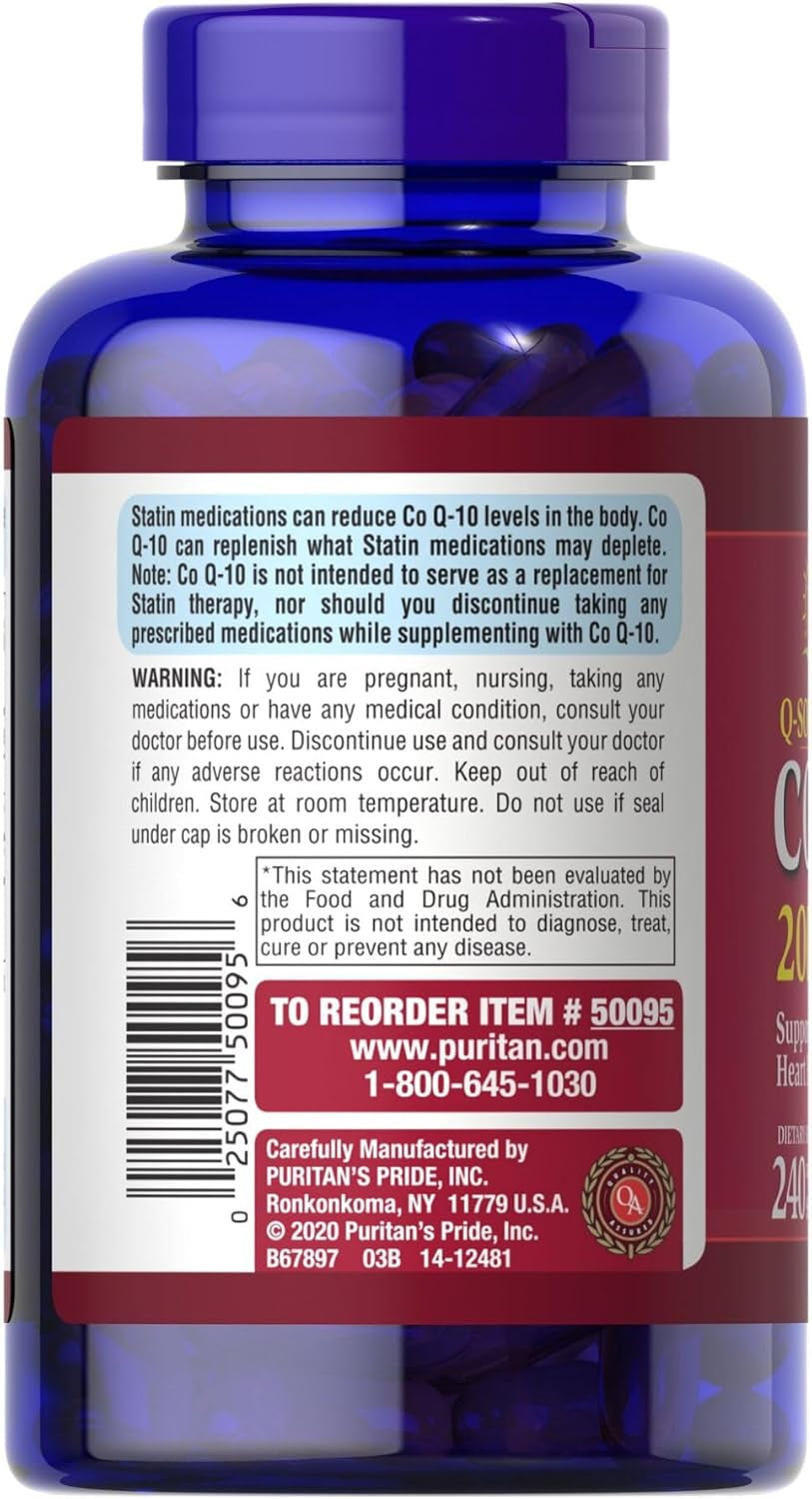 Puritan'S Pride Coq10 200Mg, Supports Heart Health, 240 Rapid Release Softgels