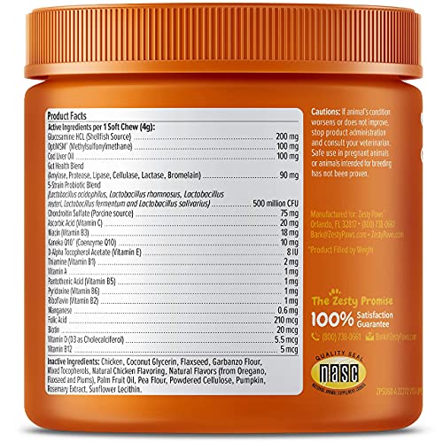 Multivitaminico Zesty Paws 8 en 1 perros sabor pollo 90 uds