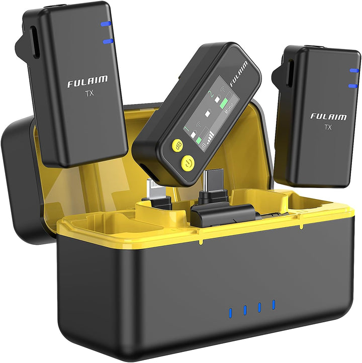 FULAIM X5M Wireless Lavalier Microphone System, Lavalier Lapel Mic with 18H Battery Life Charging Case for DSLR Cameras/Iphone/Android/Live Streaming