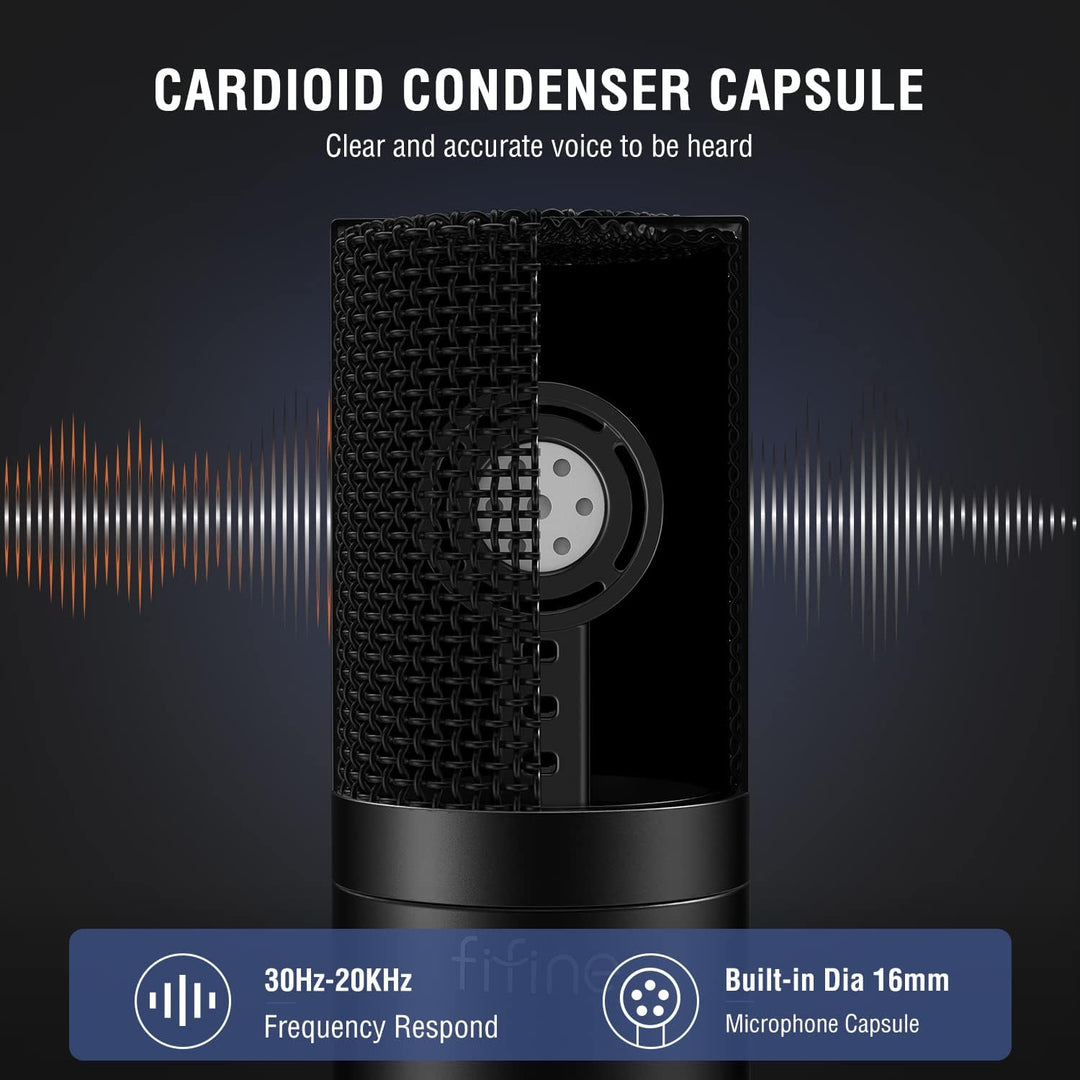 FIFINE XLR Microphone, Condenser Podcast Mic for Recording, Vocal, Voice-Over Streaming, Podcast, Singing, Cardioid Studio Microphone, Metal Material, Black-K669C