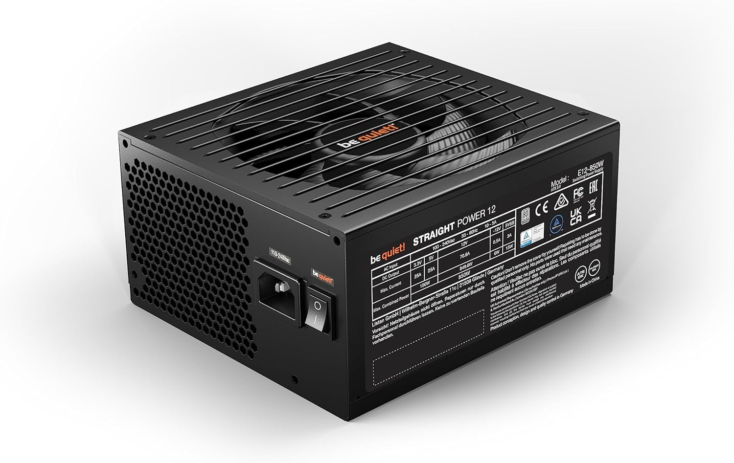 Be Quiet! BN516 Straight Power 12-1000W 80 plus Platinum, ATX 3.0, Modular Power Supply, for Pcie 5.0 Gpus and Gpus with 6+2 Pin Connectors, Silent 135Mm Be Quiet! Fan - BN516