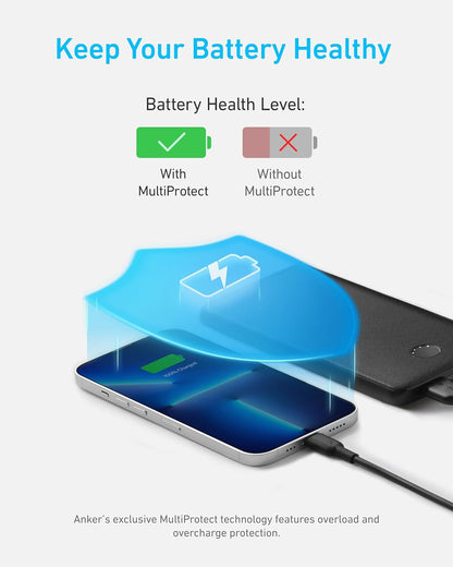 Anker Power Bank(Powercore 10K),Compact Travel-Ready 10,000Mah Battery Pack with Poweriq Charging Technology,5V/3A High-Speed Charging for Iphone,Ipad,And More (USB-C Input and Output（Black），1Pack)