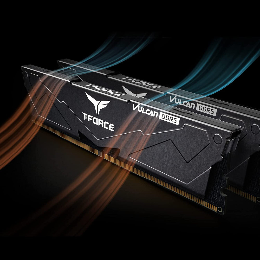 TEAMGROUP T-Force Vulcan DDR5 32GB (2X16Gb) 6000Mhz (PC5-48000) CL38 Desktop Memory Module Ram (Black) for Chipset 600 700 Series XMP 3.0 Ready - FLBD532G6000HC38ADC01