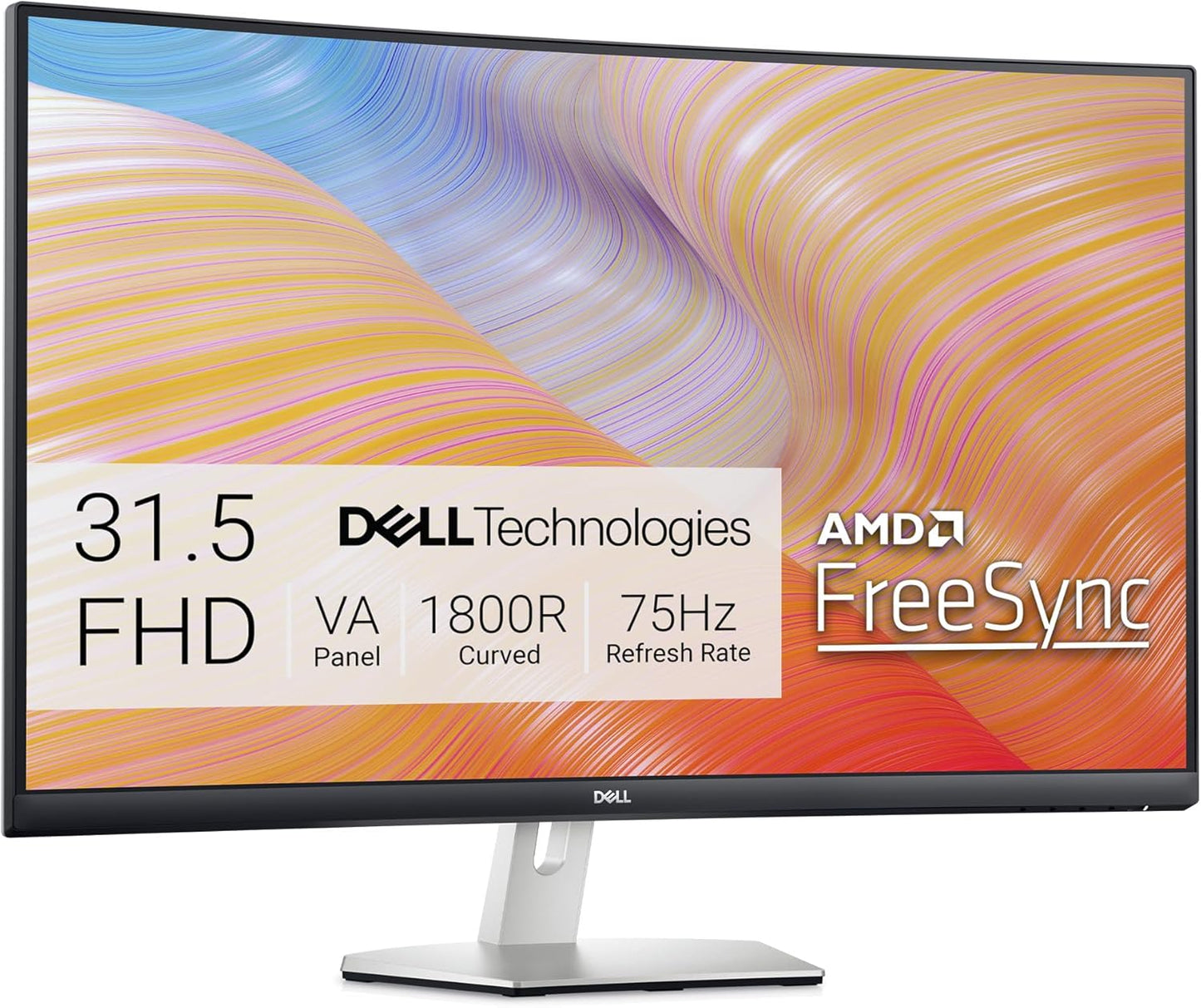 Dell S3222HN Curved Monitor - 31.5-Inch FHD (1920X1080) 75Hz 4Ms 1800R Curved Display, HDMI Connectivity, AMD Freesync Technology, Tilt Adjustability - Silver