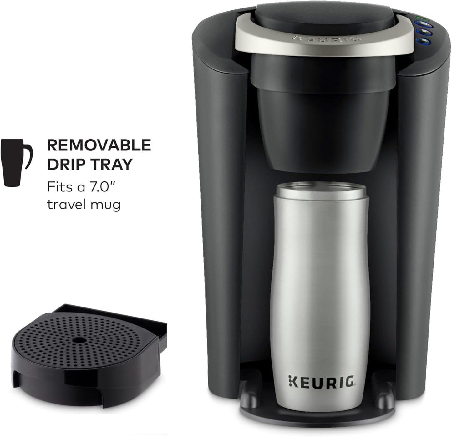 Keurig K-Compact Single-Serve K-Cup Pod Coffee Maker, with 3 Brew Sizes, Smart Start Feature, 36Oz Removable Reservoir, Black