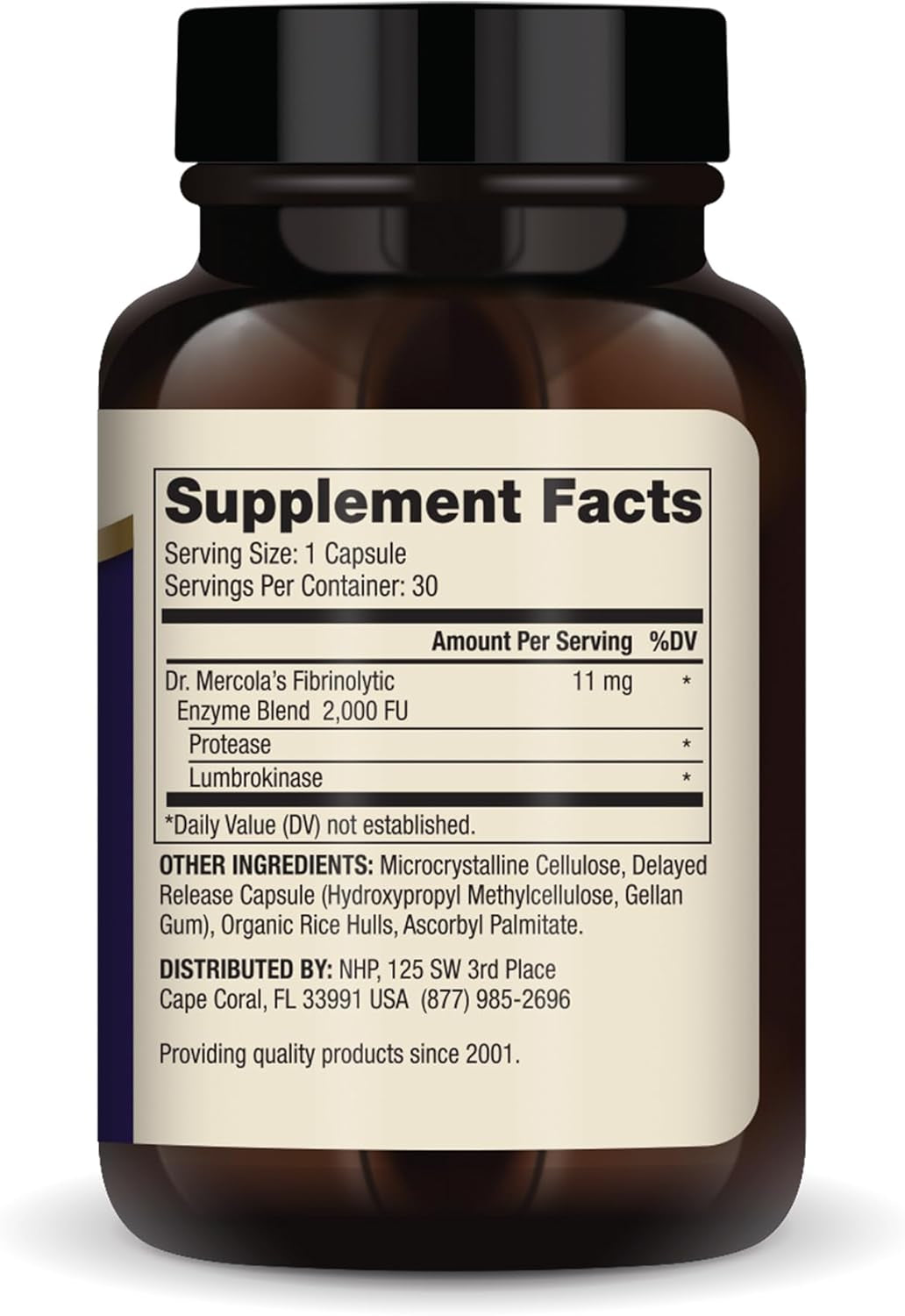 Dr. Mercola Lumbrokinase Enzymes Delayed Release, 30 Servings (30 Capsules), Dietary Supplement, Supports Cognitive and Cardiovascular Health, Non GMO