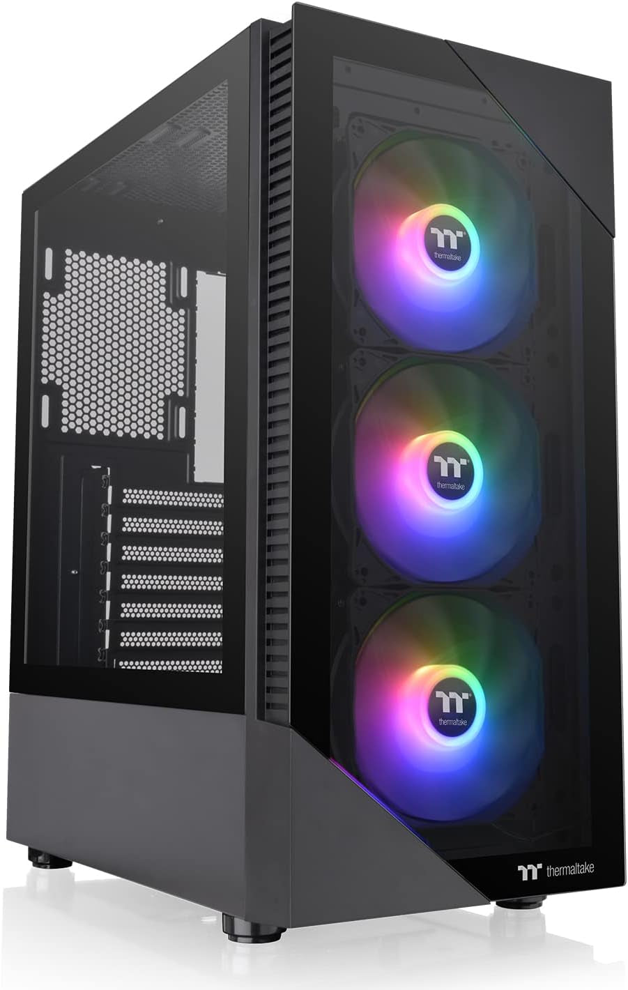 Thermaltake View 200 TG ARGB Motherboard Sync ATX Tempered Glass Mid Tower Computer Case with 3X120Mm Front ARGB Fan, CA-1X3-00M1WN-00