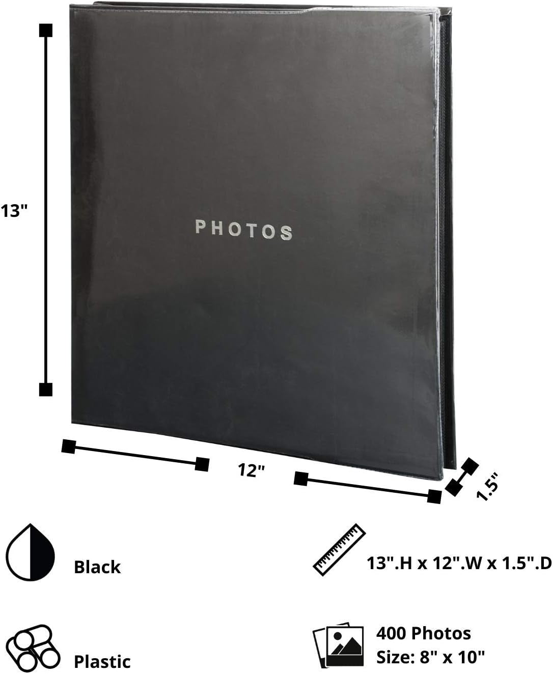 Kieragrace KG Jocelyn Photo Album – Black, Holds 400 4" X 6" Photos