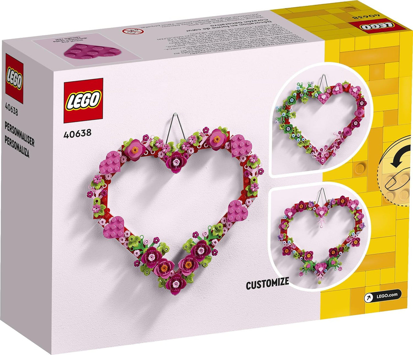 LEGO Heart Ornament Building Toy Kit, Heart Shaped Arrangement of Artificial Flowers, Great Gift for Loved Ones, Unique Arts & Crafts Activity for Kids, Girls and Boys Ages 9 and Up, 40638