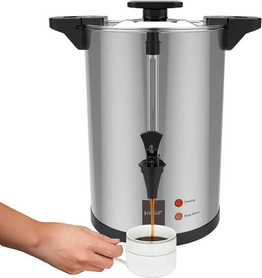 Valgus Commercial Grade Stainless Steel Coffee Urn 110-Cup 16L Coffee Maker with Percolator Coffee Dispenser for Quick Brewing for Large Crowds for Wedding, Parties, Catering Events