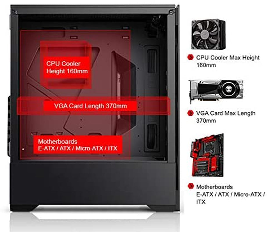 Bgears B-Voguish Gaming PC Case with Tempered Glass Panels, USB3.0, Support E-ATX, ATX, Matx, ITX. (Fans Are Sold Separately)