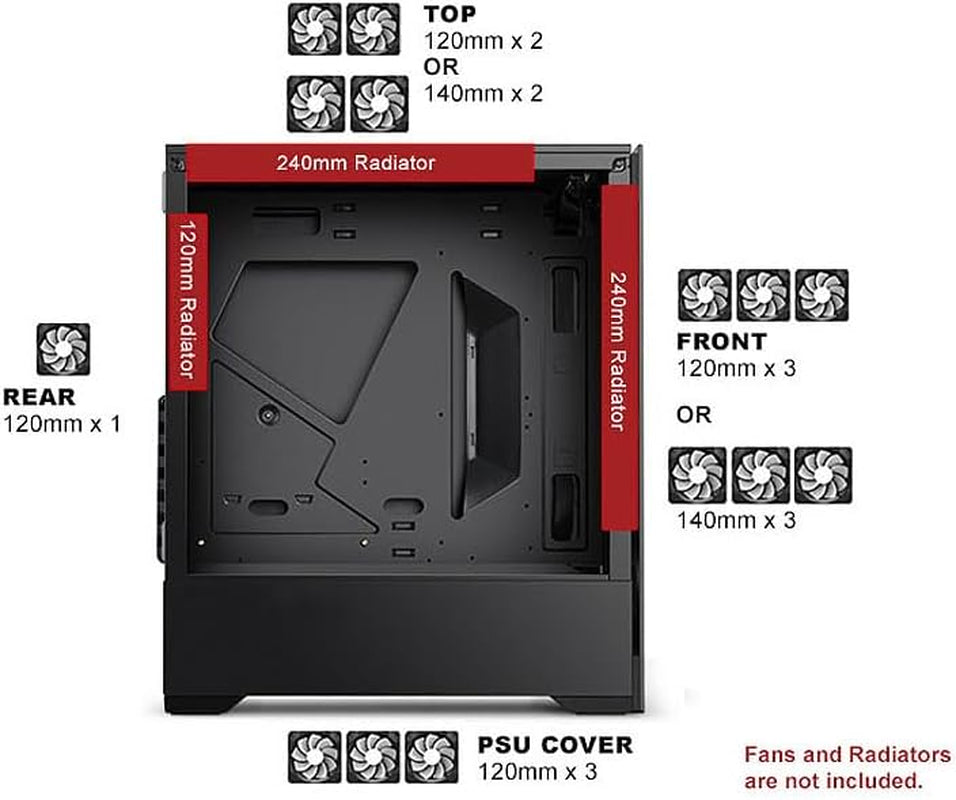 Bgears B-Voguish Gaming PC Case with Tempered Glass Panels, USB3.0, Support E-ATX, ATX, Matx, ITX. (Fans Are Sold Separately)