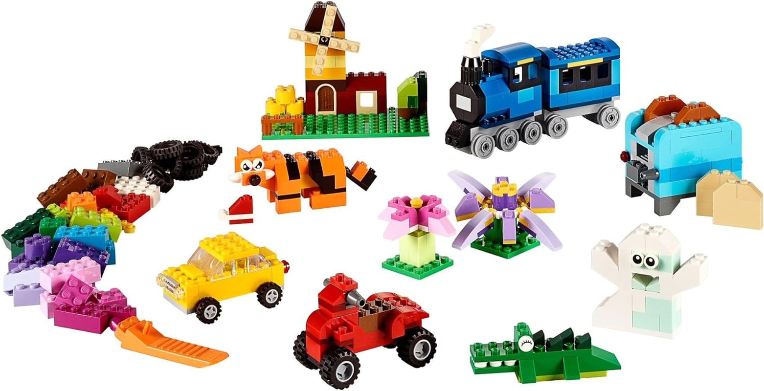 LEGO Classic Medium Creative Brick Box 10696 Building Toy Set - Featuring Storage, Includes Train, Car, and a Tiger Figure, and Playset for Kids, Boys, and Girls Ages 4-99