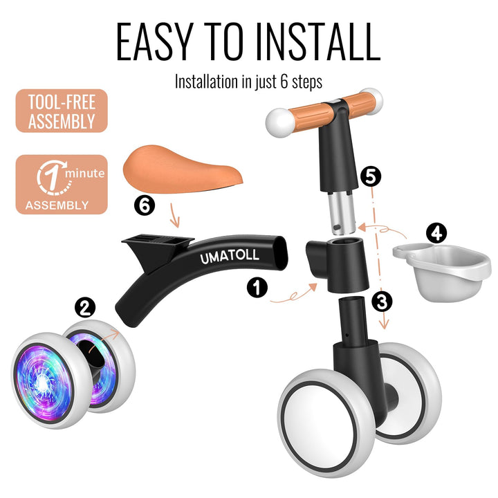 Bicicleta de equilibrio Umatoll con luces LED y asiento ajustable