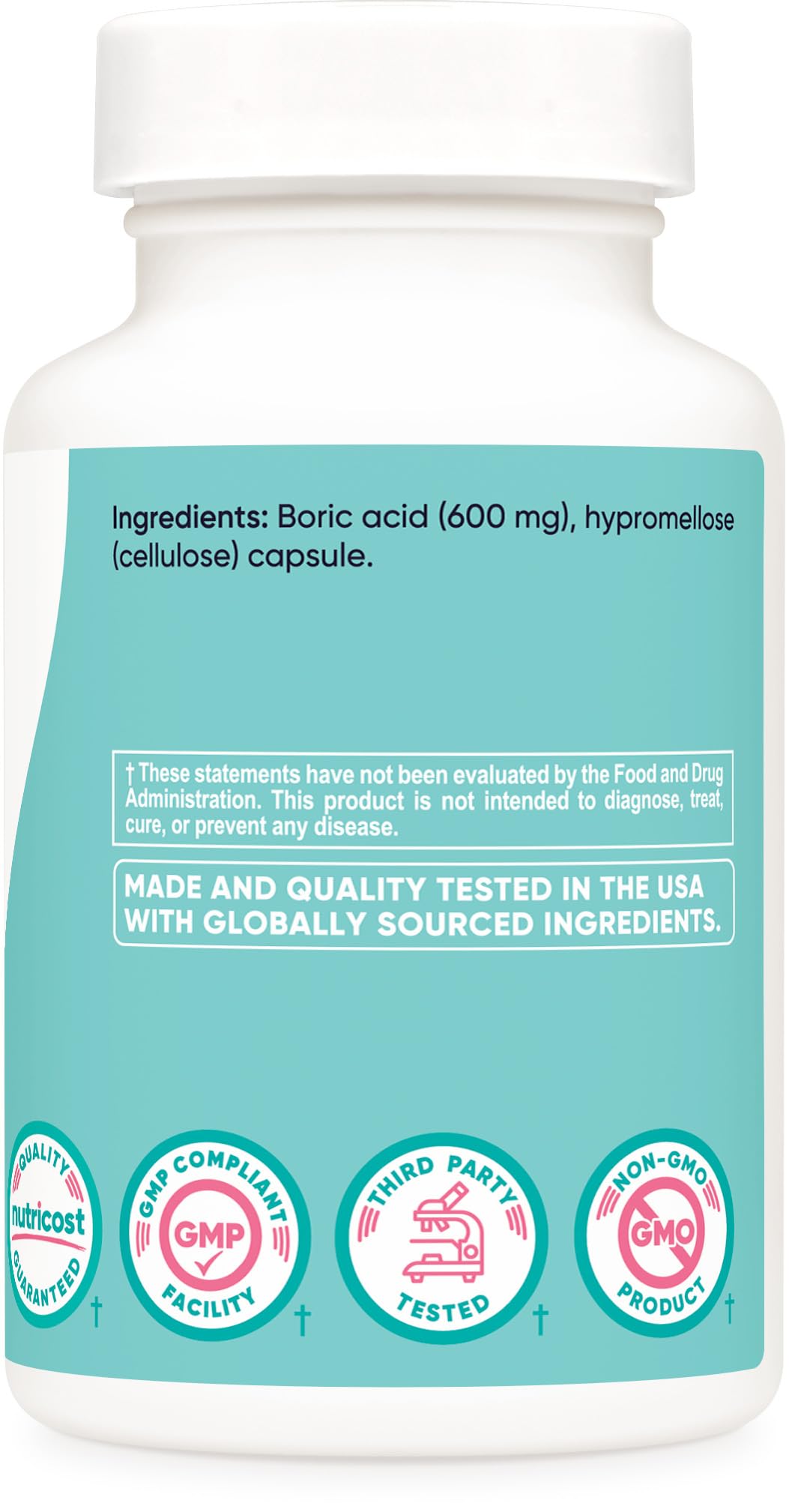 Nutricost acido Borico 600 mg - 60 capsulas (Supositorio vaginal)