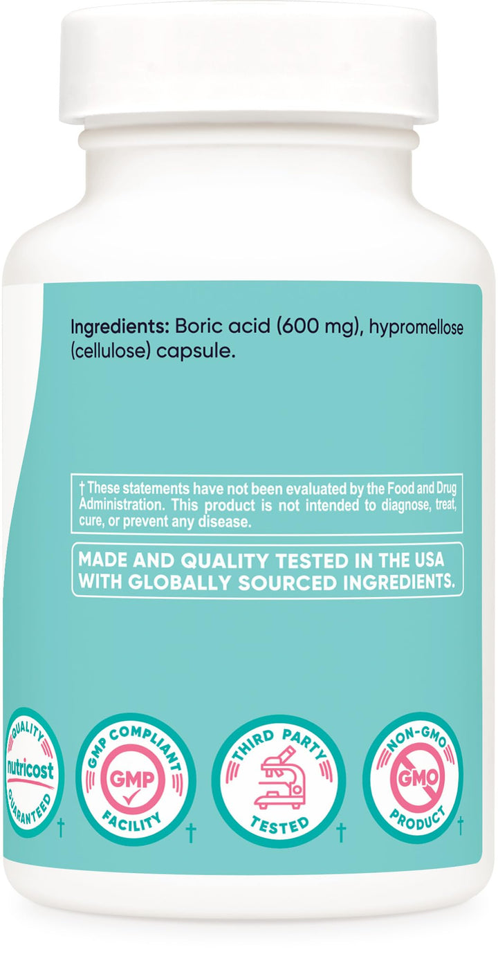 Nutricost acido Borico 600 mg - 60 capsulas (Supositorio vaginal)