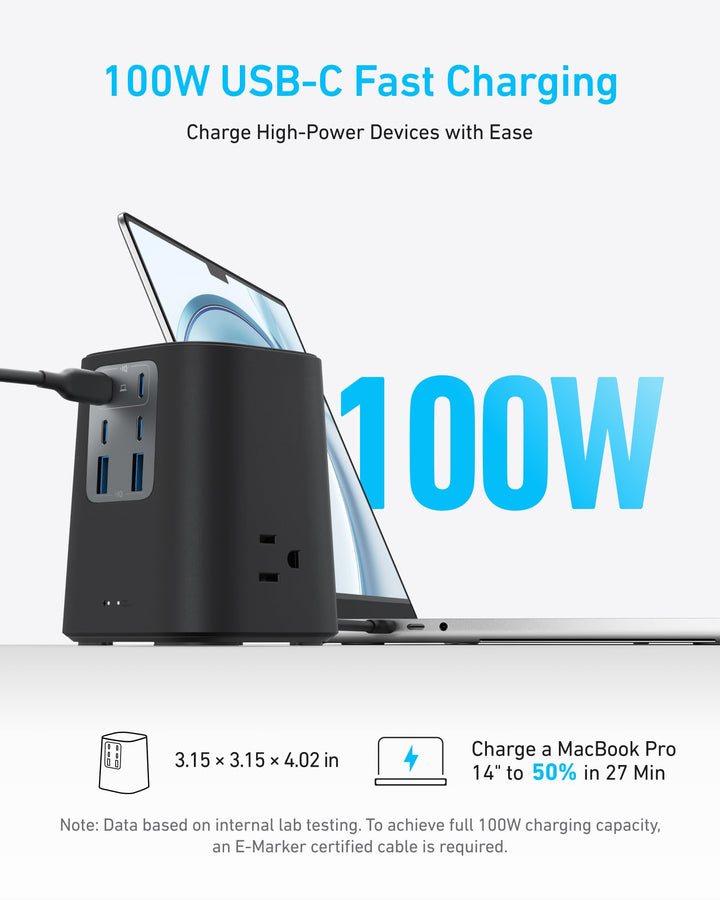 Anker estacion de carga 100W 9 en 1 con puertos USB-C y AC
