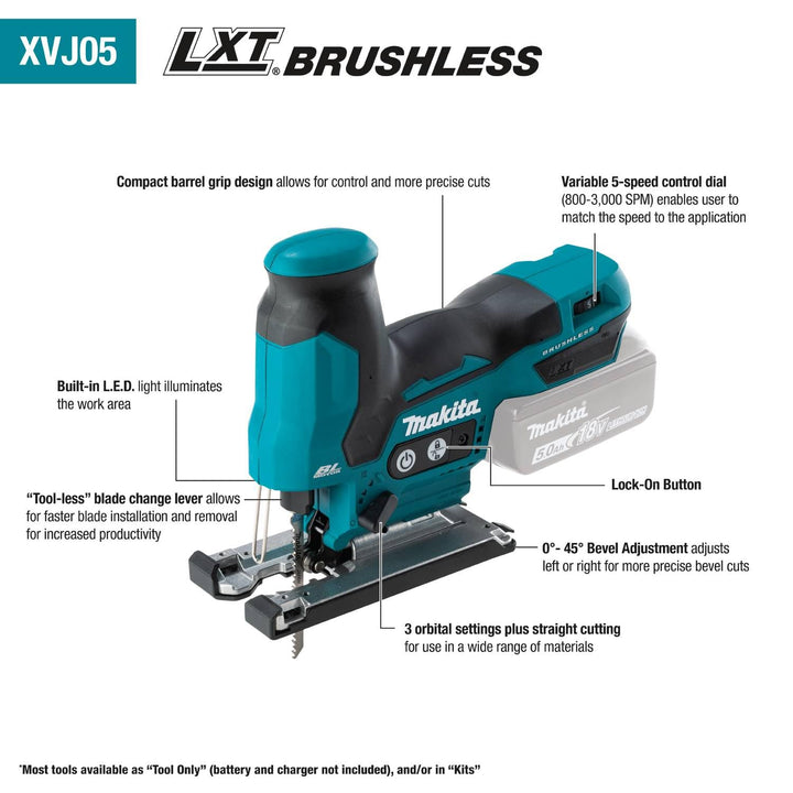 Makita XVJ05Z Caladora Brushless 18V Barrel Grip